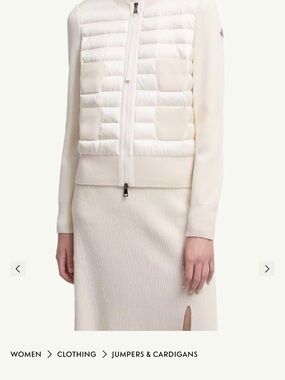 Moncler Off-White Ribbed Midi Pencil Skirt
